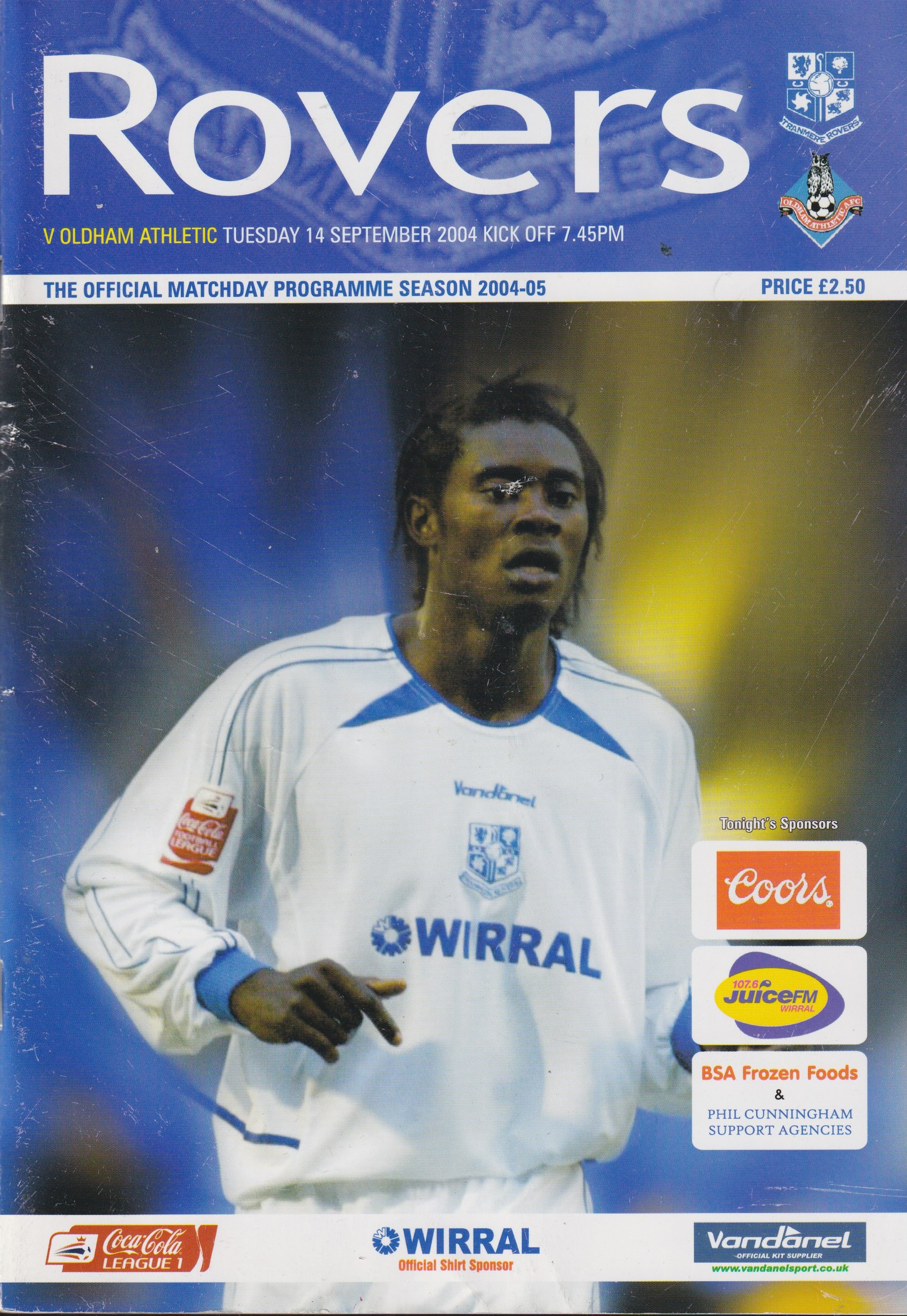 Tranmere Rovers v Oldham Athletic match programme